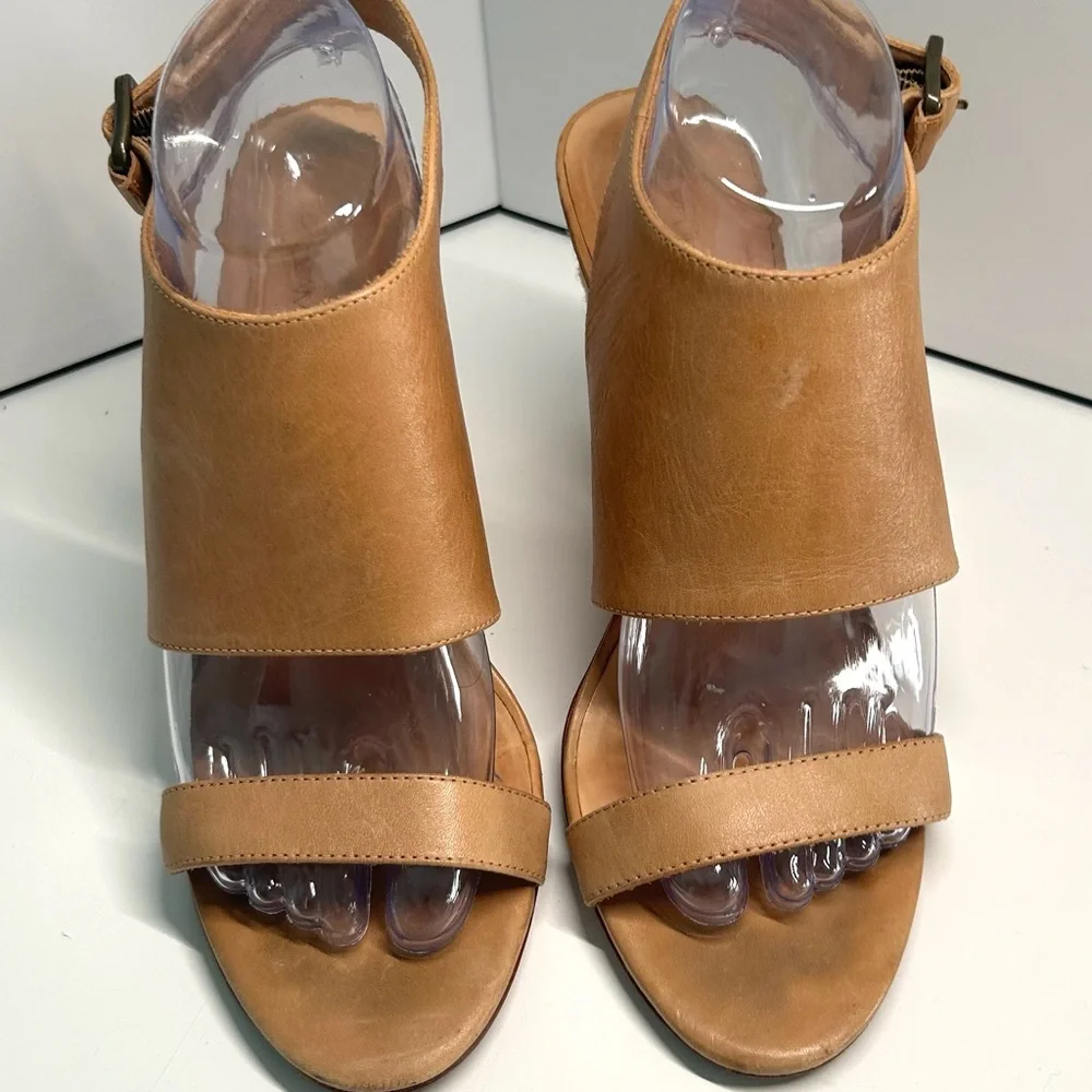 Rebecca Minkoff Women's‎ Tan Leather Espadrille Heeled Sandals in Size 10